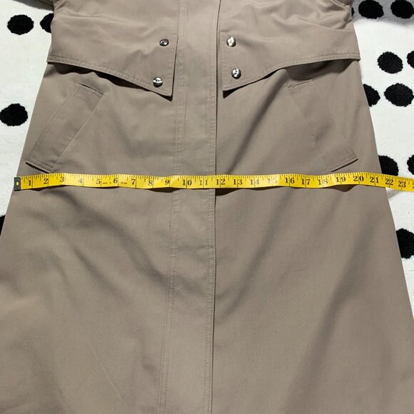 Vintage 80s 90s Khaki Long Beltless Classic Trench Coat Overcoat Raincoat - Picture 14 of 16